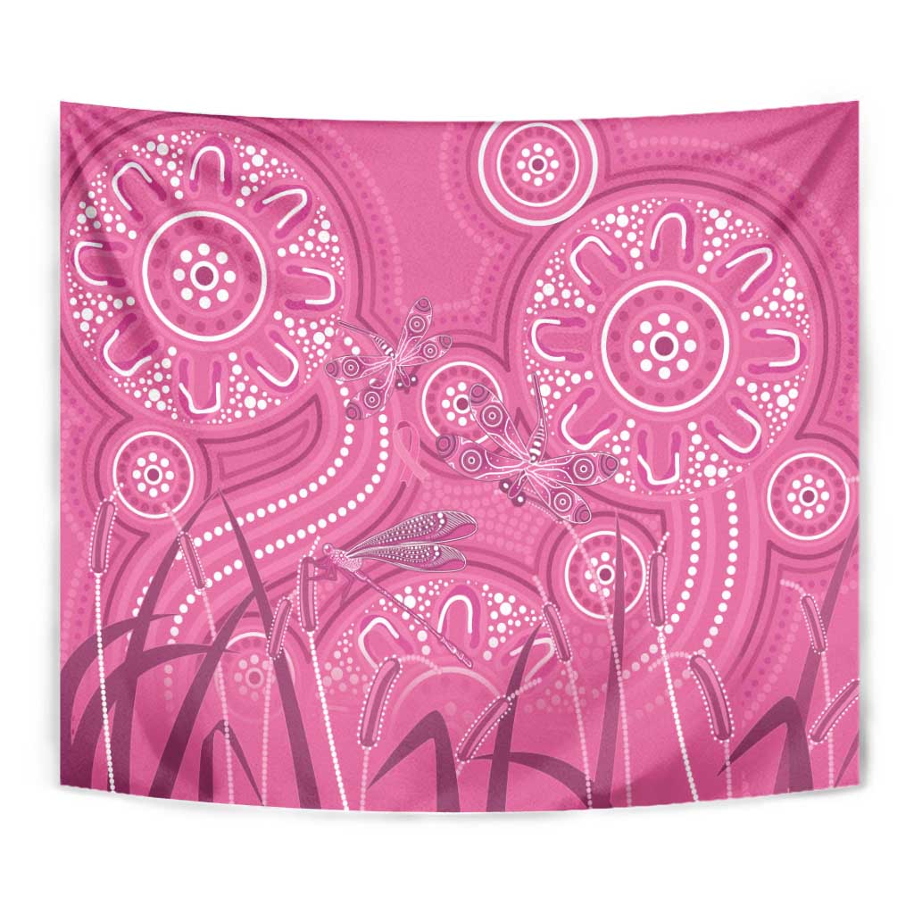 Australia Indigenous Pink Month Tapestry Breast Cancer Aboriginal Dragonflies Ribbon - Vibe Hoodie