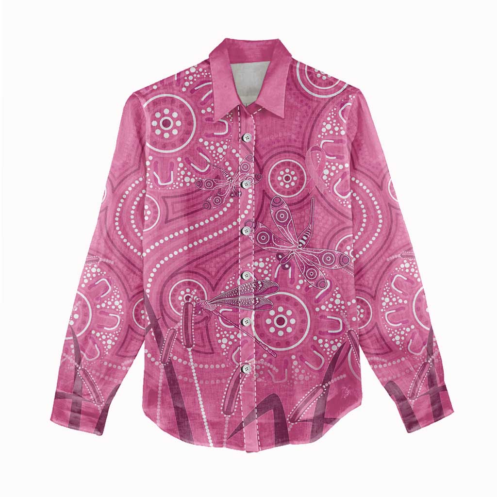 Australia Indigenous Pink Month Women Casual Shirt Breast Cancer Aboriginal Dragonflies Ribbon - Vibe Hoodie