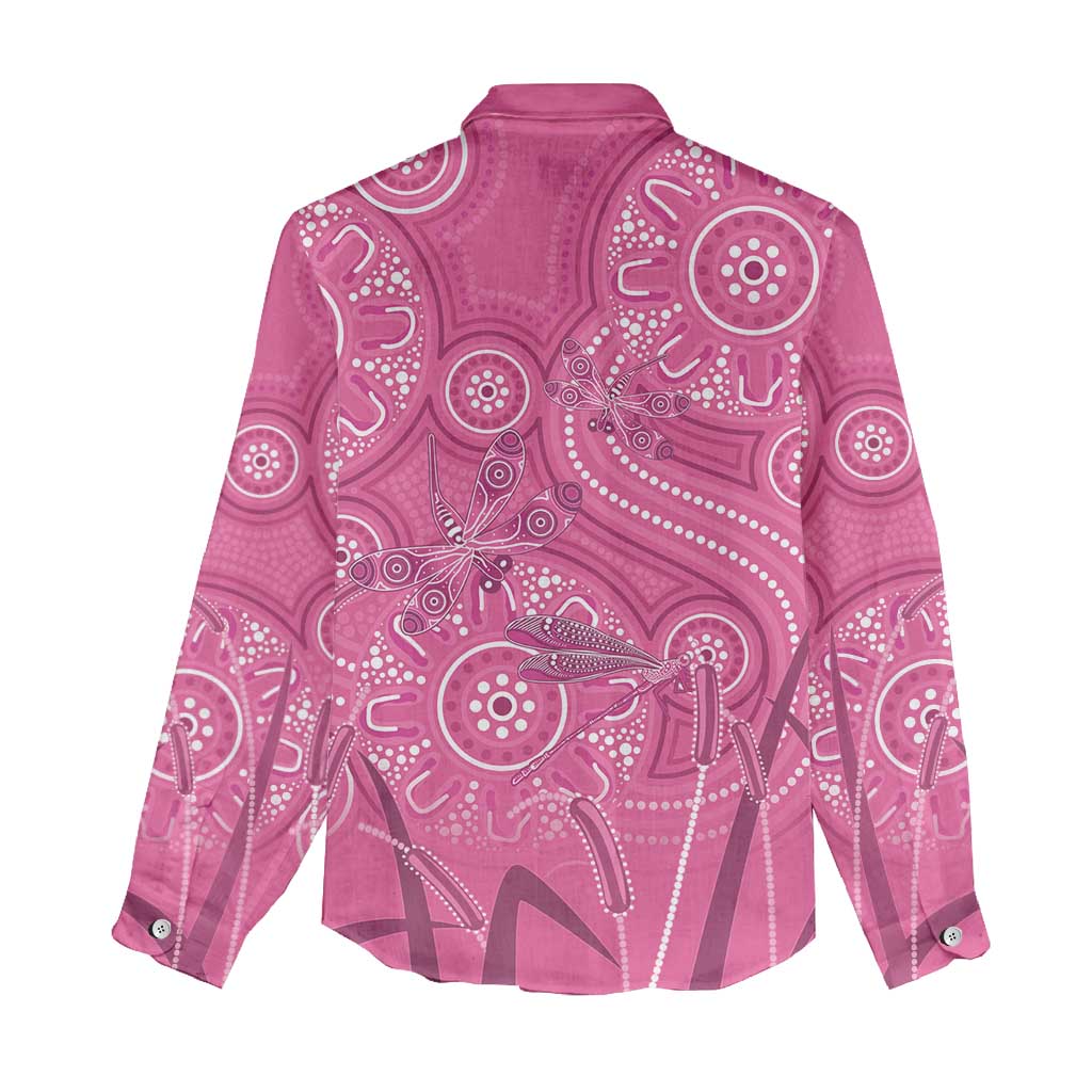 Australia Indigenous Pink Month Women Casual Shirt Breast Cancer Aboriginal Dragonflies Ribbon - Vibe Hoodie