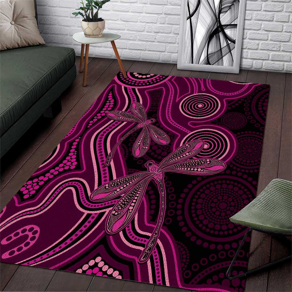 Australia Breast Cancer Awareness Area Rug Pink Dragonflies Aboriginal Art - Vibe Hoodie