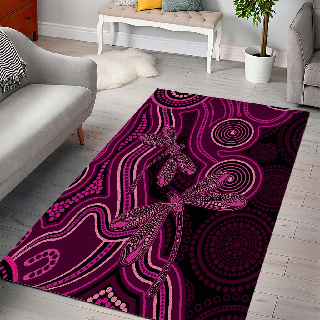 Australia Breast Cancer Awareness Area Rug Pink Dragonflies Aboriginal Art - Vibe Hoodie