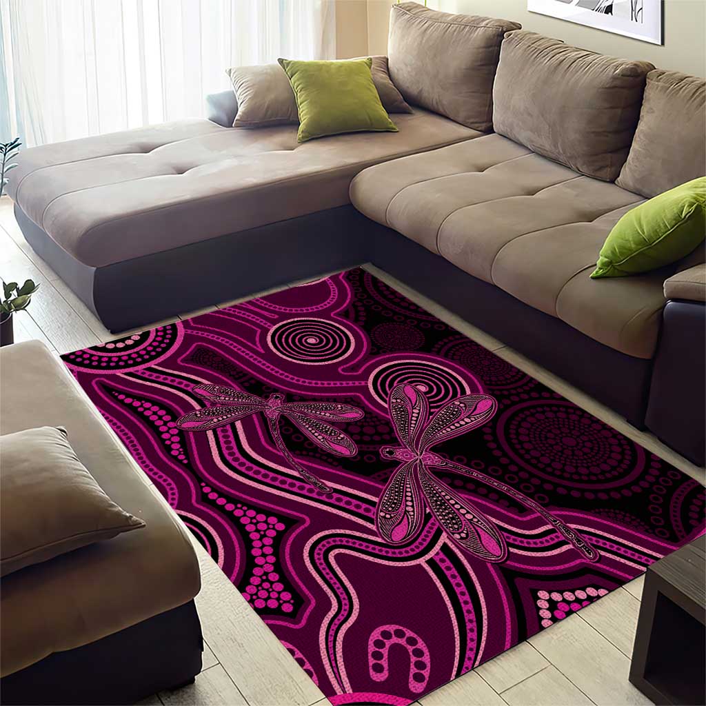 Australia Breast Cancer Awareness Area Rug Pink Dragonflies Aboriginal Art - Vibe Hoodie