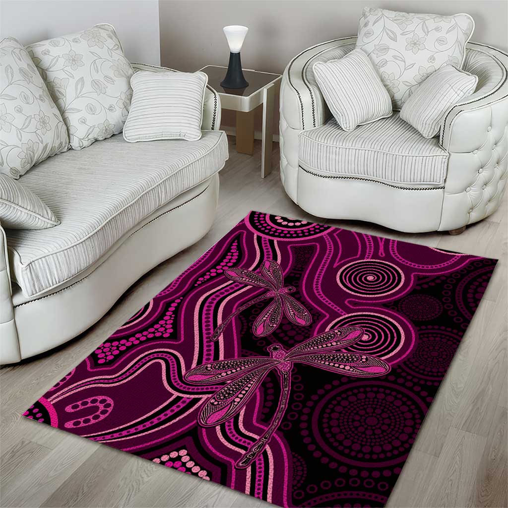 Australia Breast Cancer Awareness Area Rug Pink Dragonflies Aboriginal Art - Vibe Hoodie