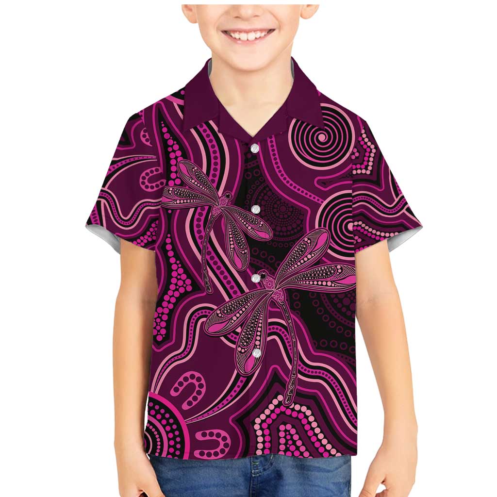 Australia Breast Cancer Awareness Family Matching Mermaid Dress and Hawaiian Shirt Pink Dragonflies Aboriginal Art - Vibe Hoodie