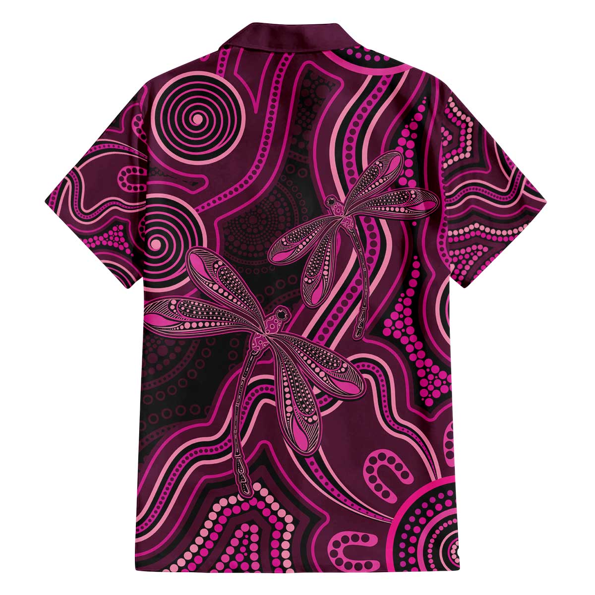 Australia Breast Cancer Awareness Family Matching Off The Shoulder Long Sleeve Dress and Hawaiian Shirt Pink Dragonflies Aboriginal Art - Vibe Hoodie