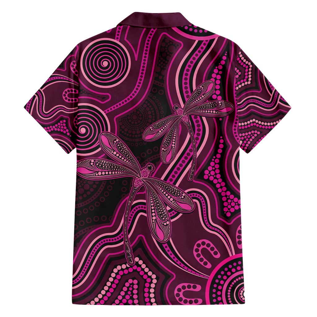 Australia Breast Cancer Awareness Family Matching Off Shoulder Short Dress and Hawaiian Shirt Pink Dragonflies Aboriginal Art - Vibe Hoodie