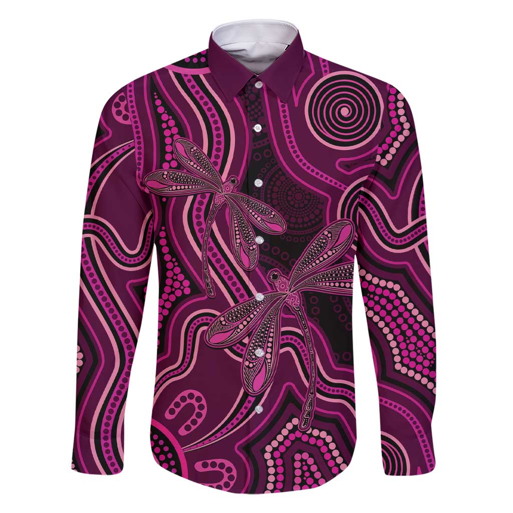 Australia Breast Cancer Awareness Family Matching Short Sleeve Bodycon Dress and Hawaiian Shirt Pink Dragonflies Aboriginal Art - Vibe Hoodie