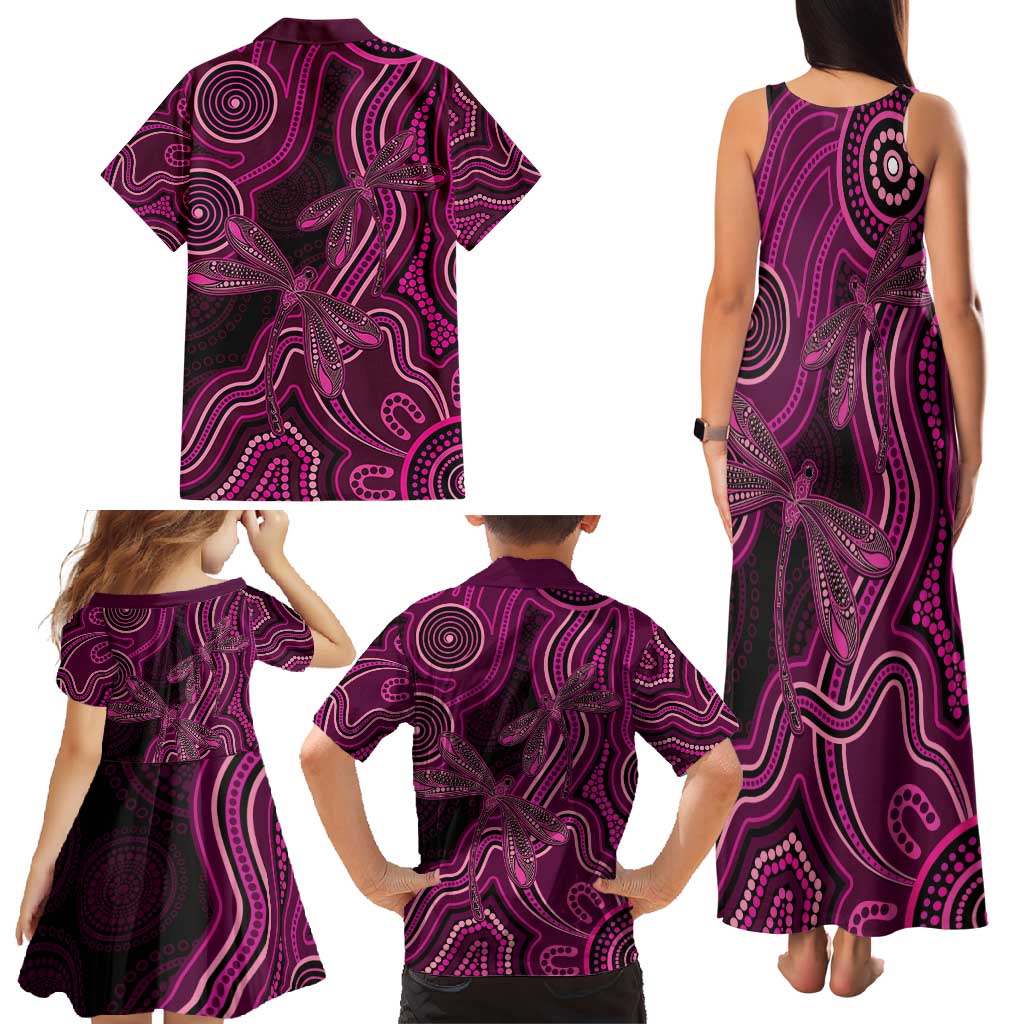 Australia Breast Cancer Awareness Family Matching Tank Maxi Dress and Hawaiian Shirt Pink Dragonflies Aboriginal Art - Vibe Hoodie