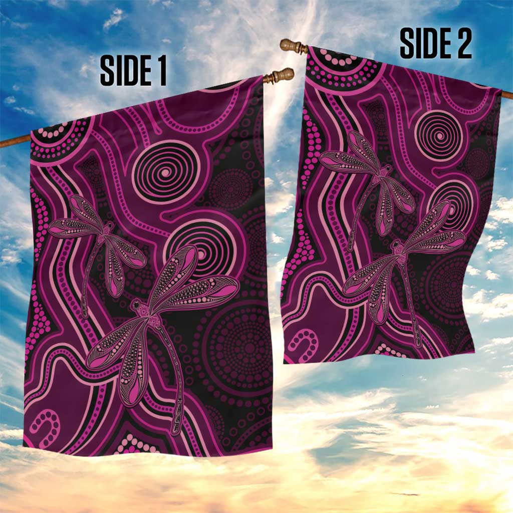 Australia Breast Cancer Awareness Garden Flag Pink Dragonflies Aboriginal Art - Vibe Hoodie