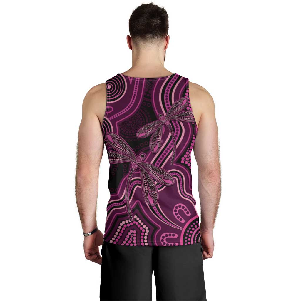 Australia Breast Cancer Awareness Men Tank Top Pink Dragonflies Aboriginal Art - Vibe Hoodie
