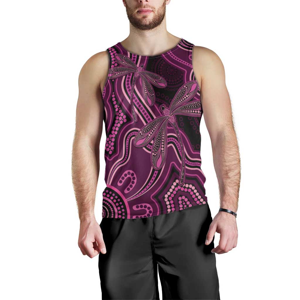 Australia Breast Cancer Awareness Men Tank Top Pink Dragonflies Aboriginal Art - Vibe Hoodie