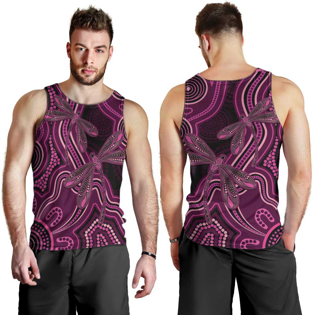Australia Breast Cancer Awareness Men Tank Top Pink Dragonflies Aboriginal Art - Vibe Hoodie