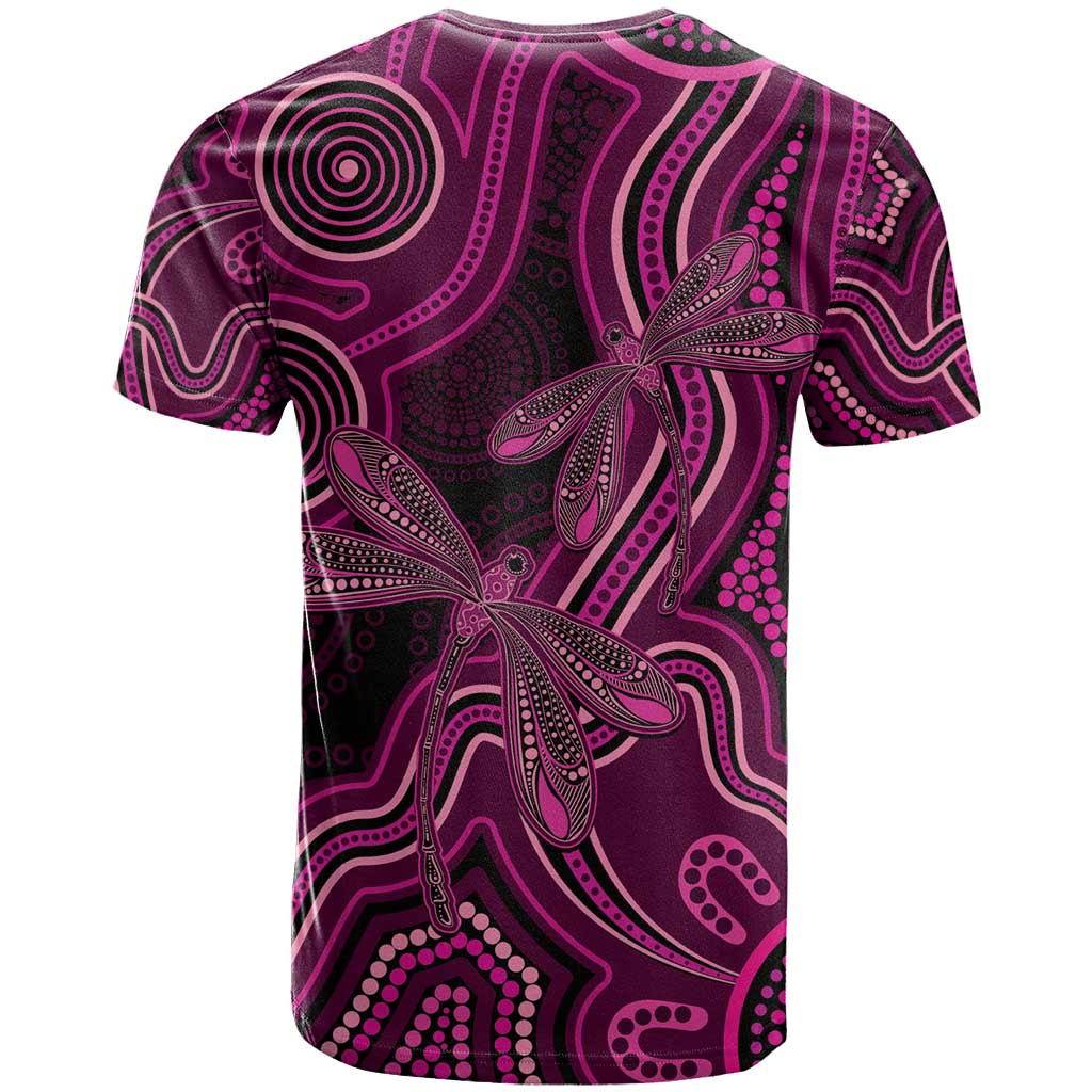 Australia Breast Cancer Awareness T Shirt Pink Dragonflies Aboriginal Art - Vibe Hoodie
