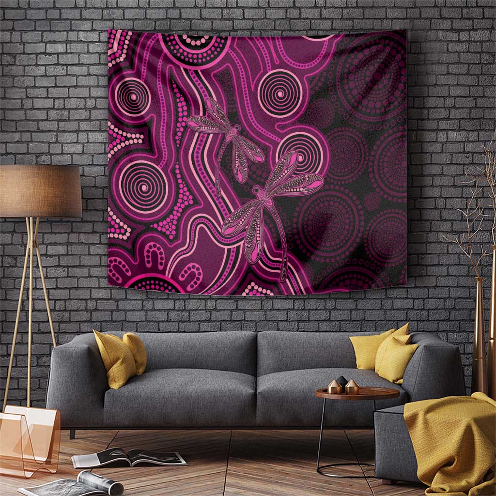 Australia Breast Cancer Awareness Tapestry Pink Dragonflies Aboriginal Art - Vibe Hoodie