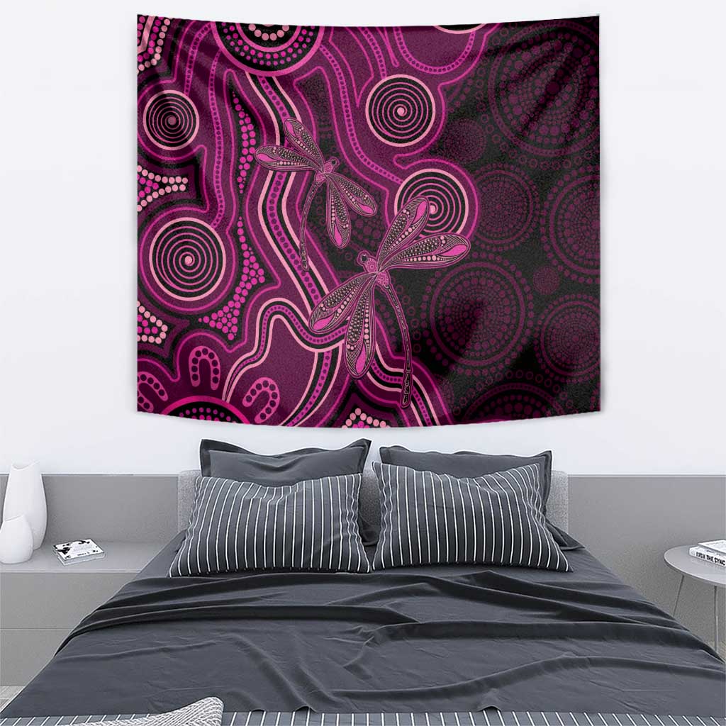 Australia Breast Cancer Awareness Tapestry Pink Dragonflies Aboriginal Art - Vibe Hoodie