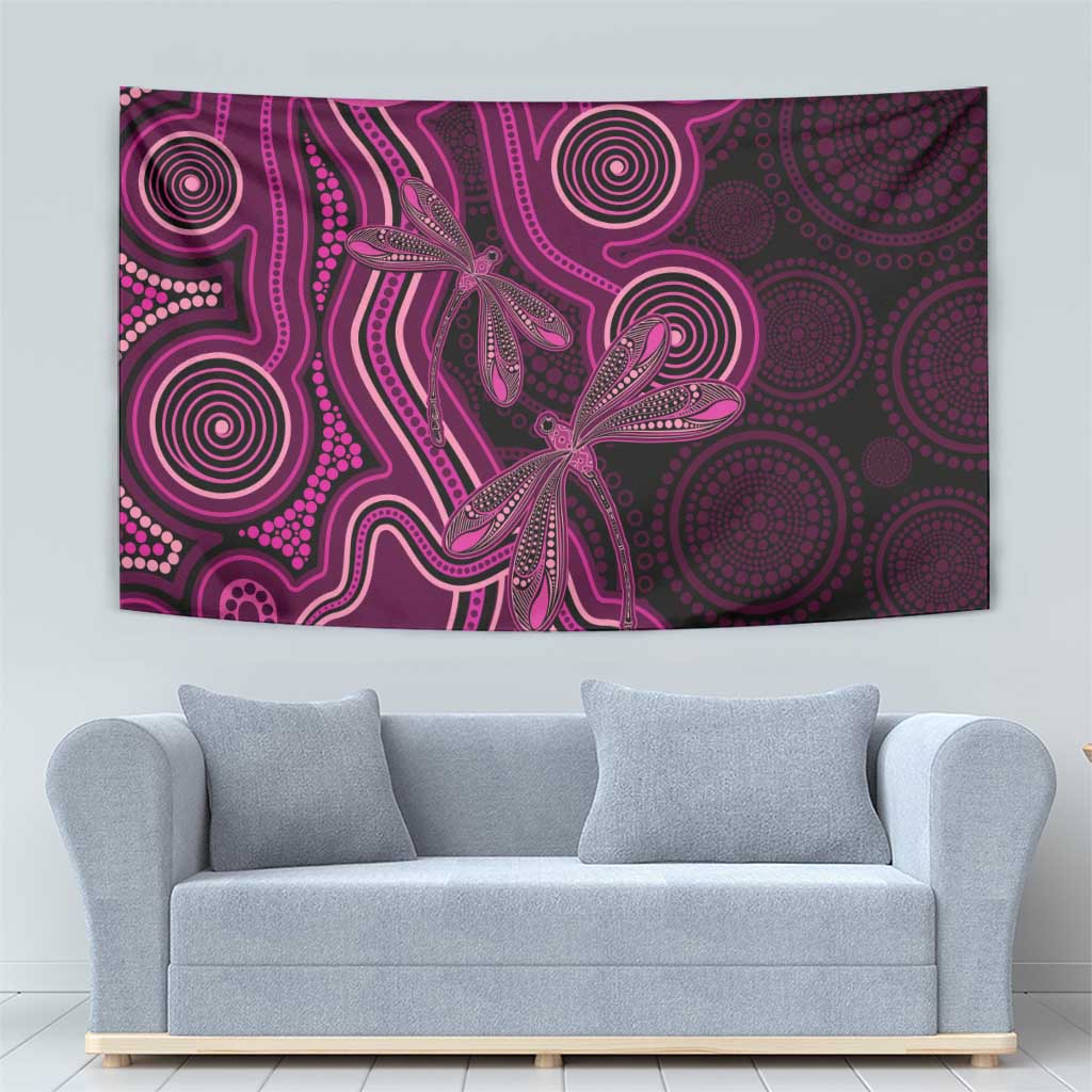 Australia Breast Cancer Awareness Tapestry Pink Dragonflies Aboriginal Art - Vibe Hoodie