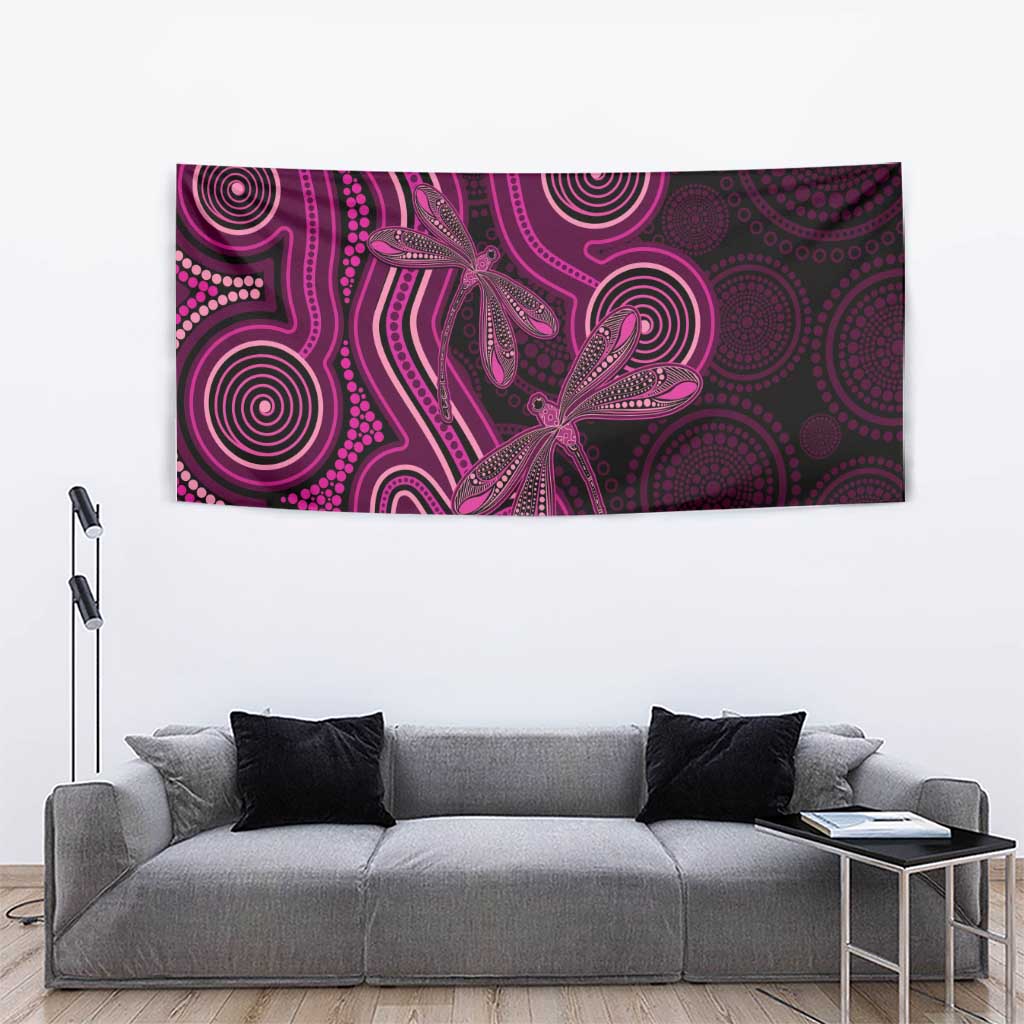 Australia Breast Cancer Awareness Tapestry Pink Dragonflies Aboriginal Art - Vibe Hoodie