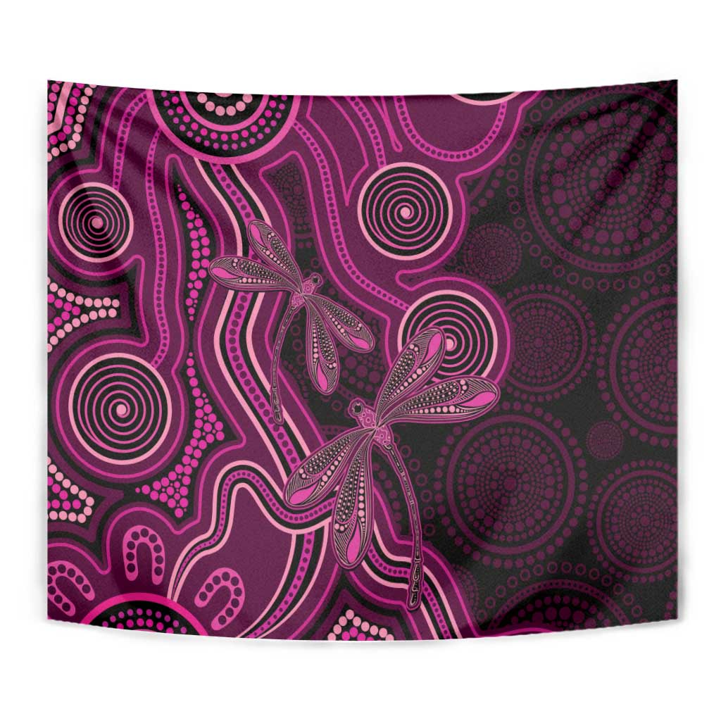 Australia Breast Cancer Awareness Tapestry Pink Dragonflies Aboriginal Art - Vibe Hoodie