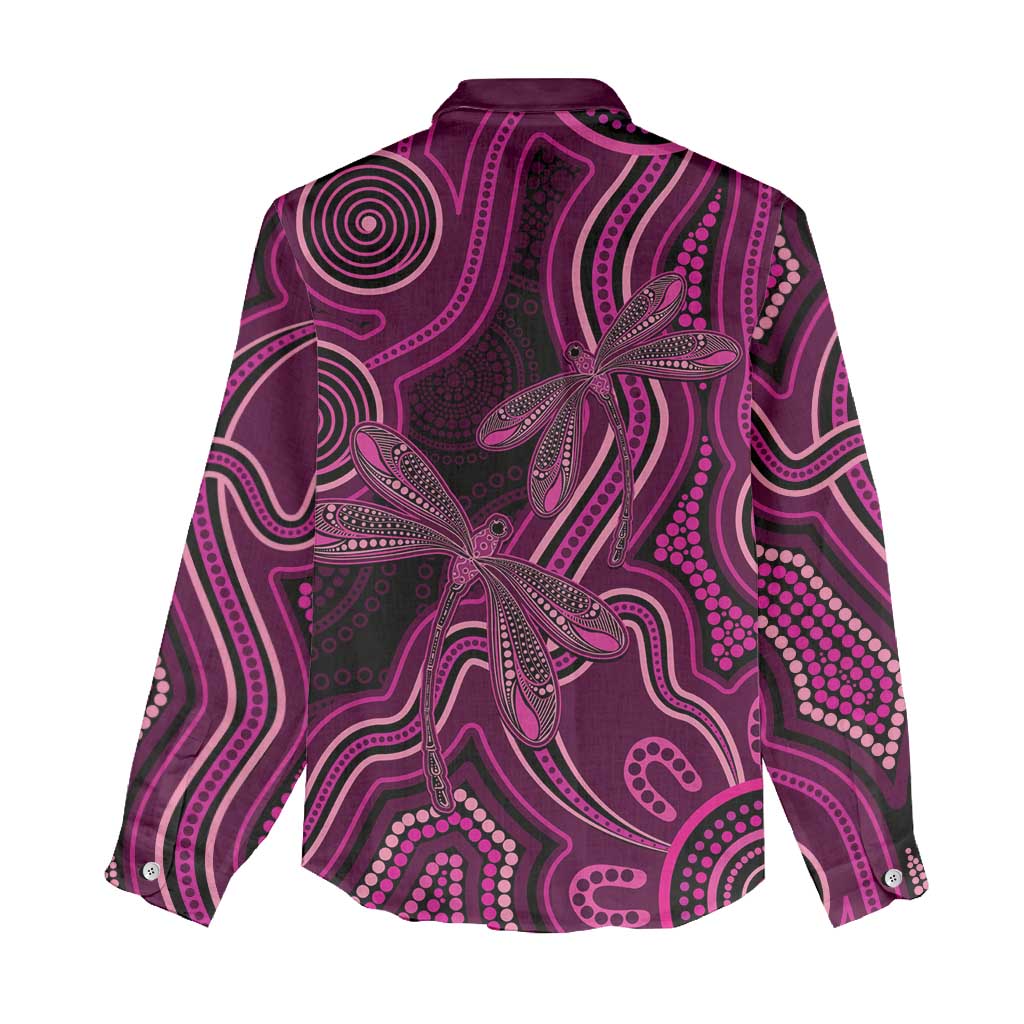 Australia Breast Cancer Awareness Women Casual Shirt Pink Dragonflies Aboriginal Art - Vibe Hoodie