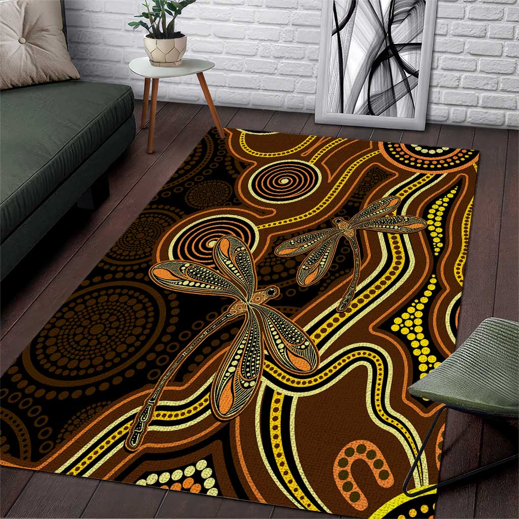 Orange Indigenous Dragonfly Australia Area Rug Aboriginal Art - Vibe Hoodie