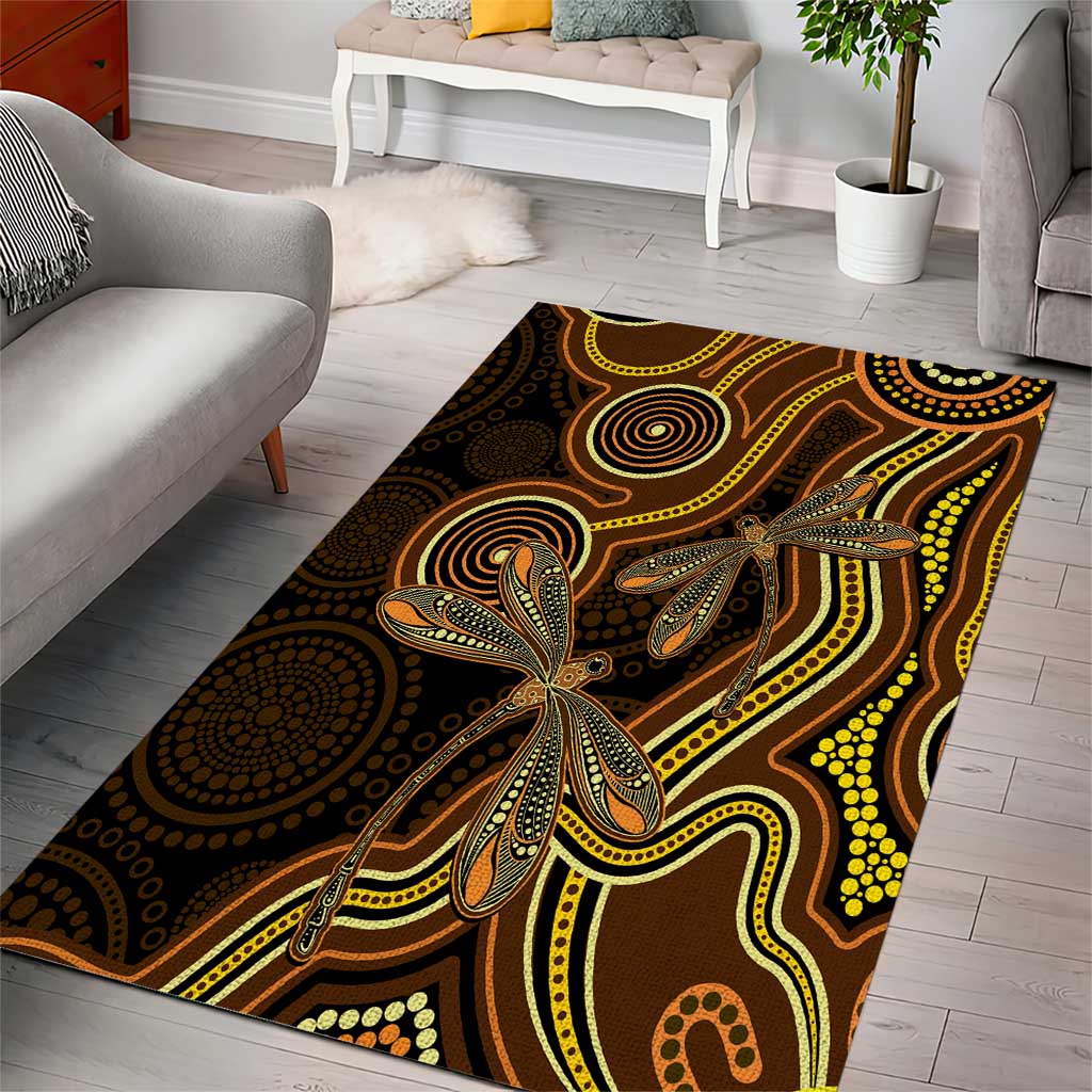 Orange Indigenous Dragonfly Australia Area Rug Aboriginal Art - Vibe Hoodie