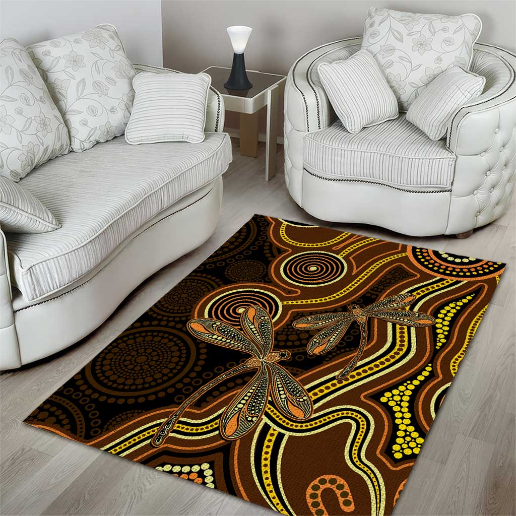 Orange Indigenous Dragonfly Australia Area Rug Aboriginal Art - Vibe Hoodie