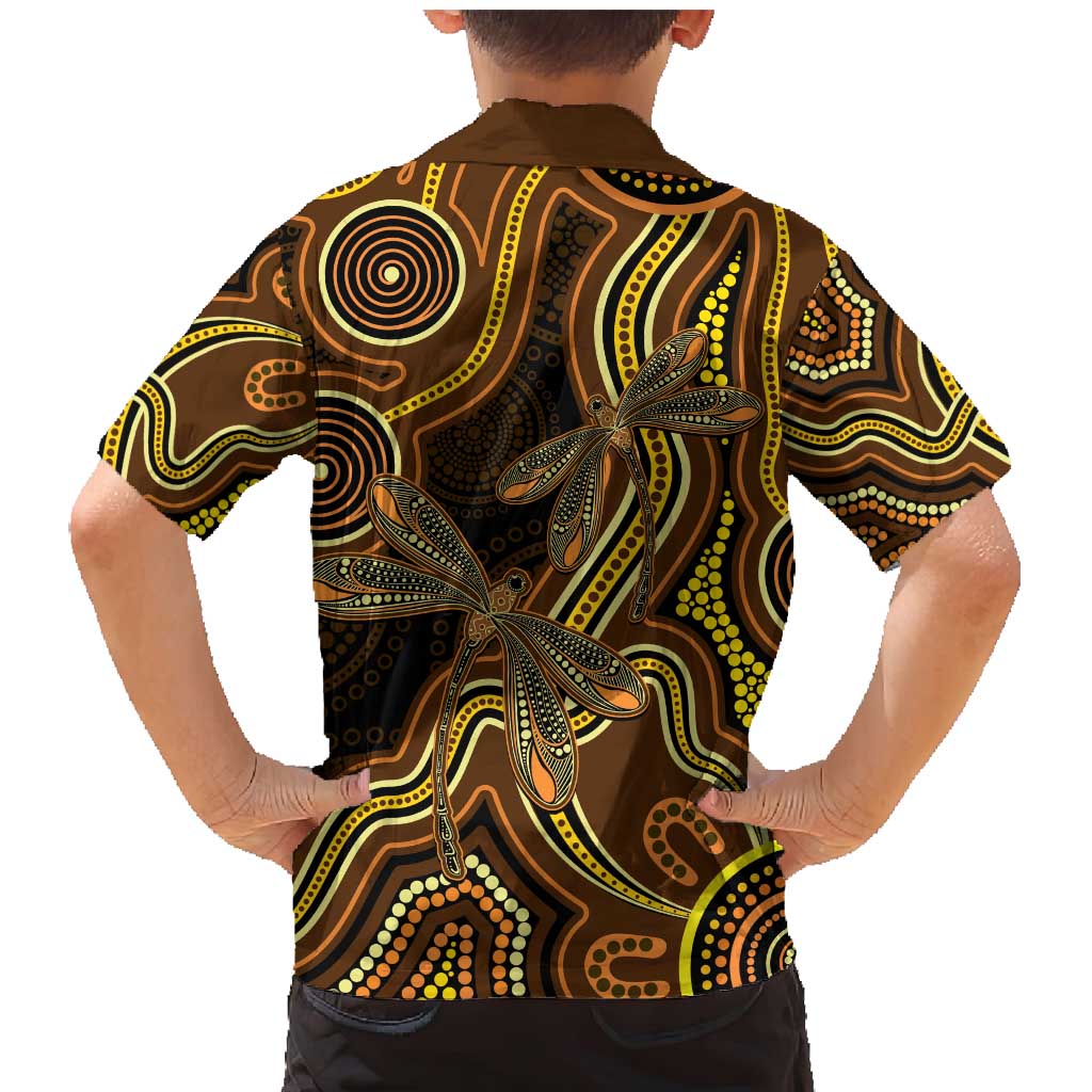 Orange Indigenous Dragonfly Australia Family Matching Mermaid Dress and Hawaiian Shirt Aboriginal Art - Vibe Hoodie