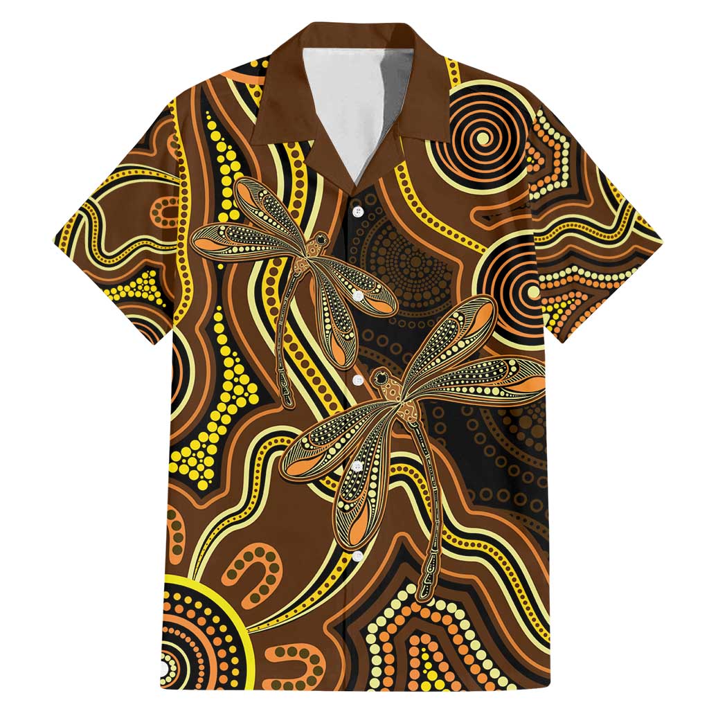 Orange Indigenous Dragonfly Australia Family Matching Mermaid Dress and Hawaiian Shirt Aboriginal Art - Vibe Hoodie