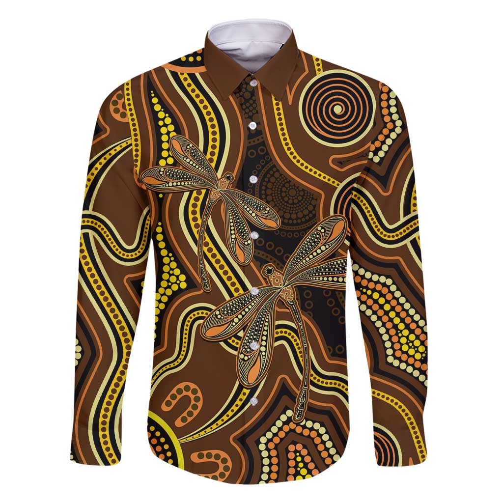 Orange Indigenous Dragonfly Australia Family Matching Mermaid Dress and Hawaiian Shirt Aboriginal Art - Vibe Hoodie