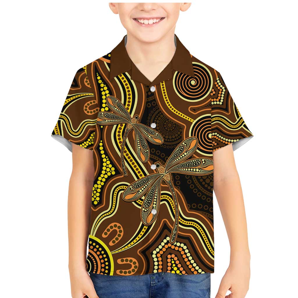 Orange Indigenous Dragonfly Australia Family Matching Mermaid Dress and Hawaiian Shirt Aboriginal Art - Vibe Hoodie