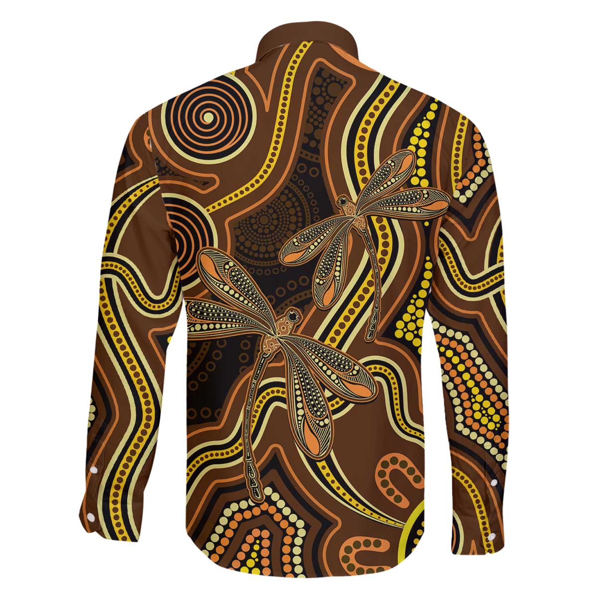 Orange Indigenous Dragonfly Australia Family Matching Off The Shoulder Long Sleeve Dress and Hawaiian Shirt Aboriginal Art - Vibe Hoodie
