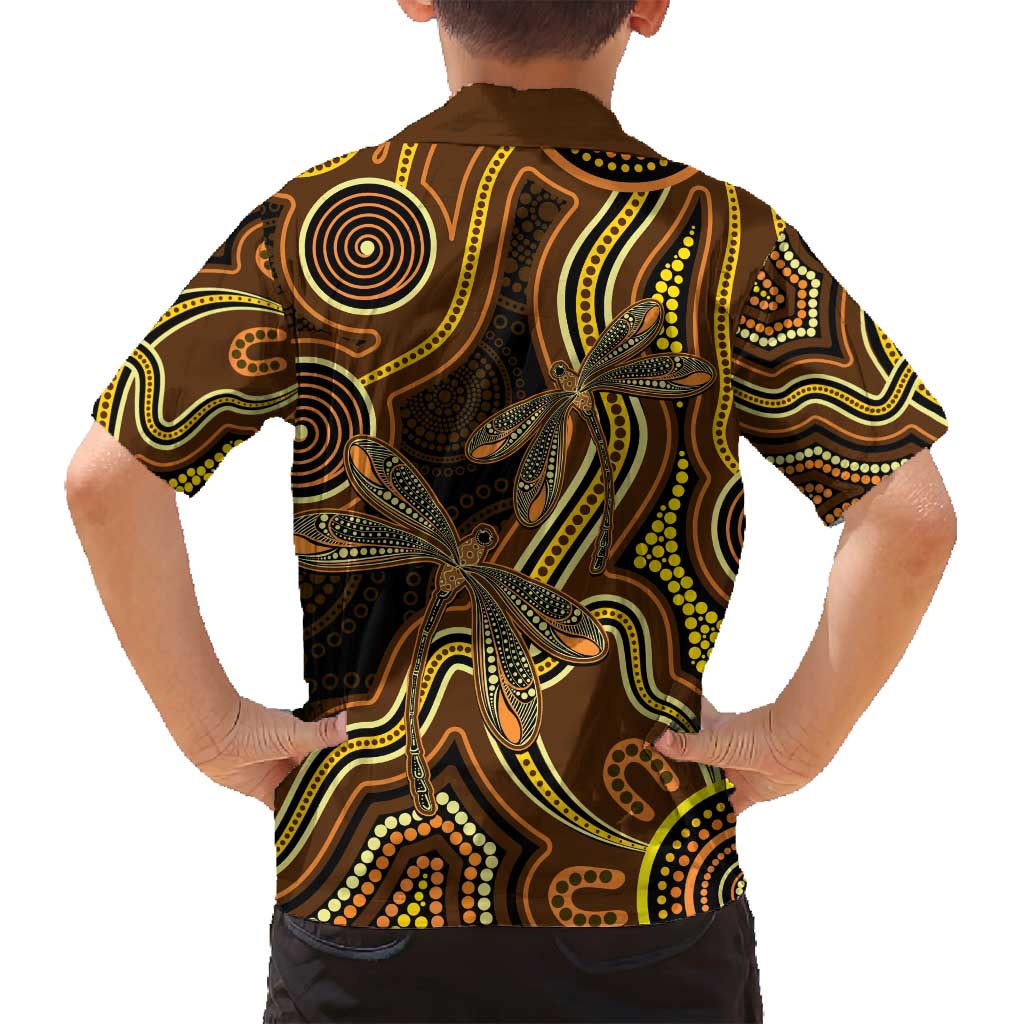 Orange Indigenous Dragonfly Australia Family Matching Off Shoulder Short Dress and Hawaiian Shirt Aboriginal Art - Vibe Hoodie