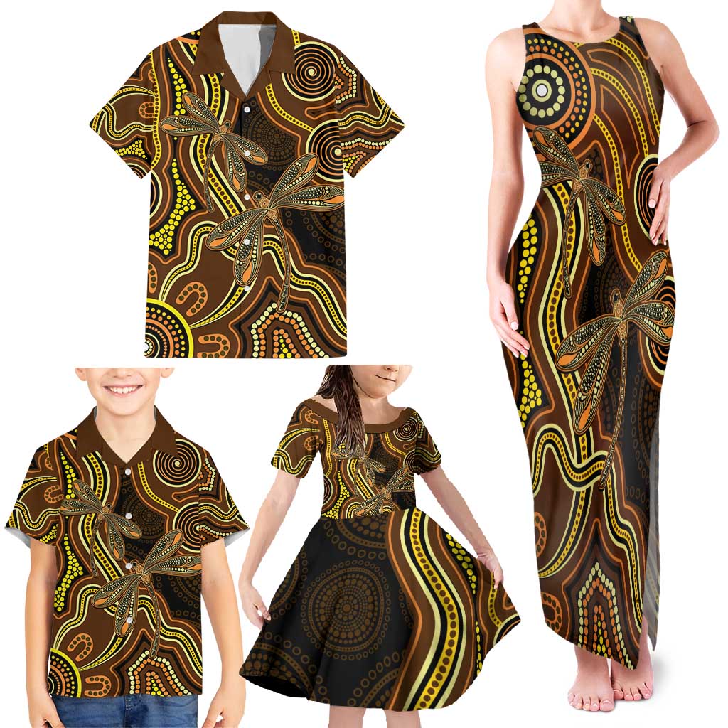 Orange Indigenous Dragonfly Australia Family Matching Tank Maxi Dress and Hawaiian Shirt Aboriginal Art - Vibe Hoodie