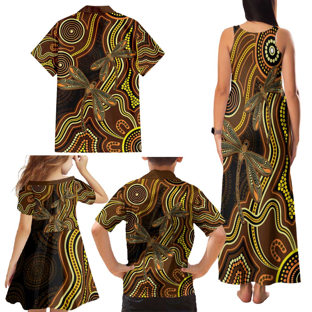 Orange Indigenous Dragonfly Australia Family Matching Tank Maxi Dress and Hawaiian Shirt Aboriginal Art - Vibe Hoodie