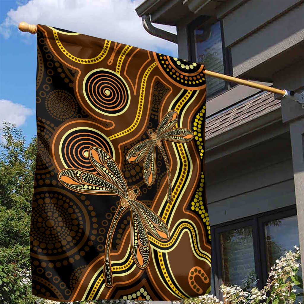 Orange Indigenous Dragonfly Australia Garden Flag Aboriginal Art - Vibe Hoodie