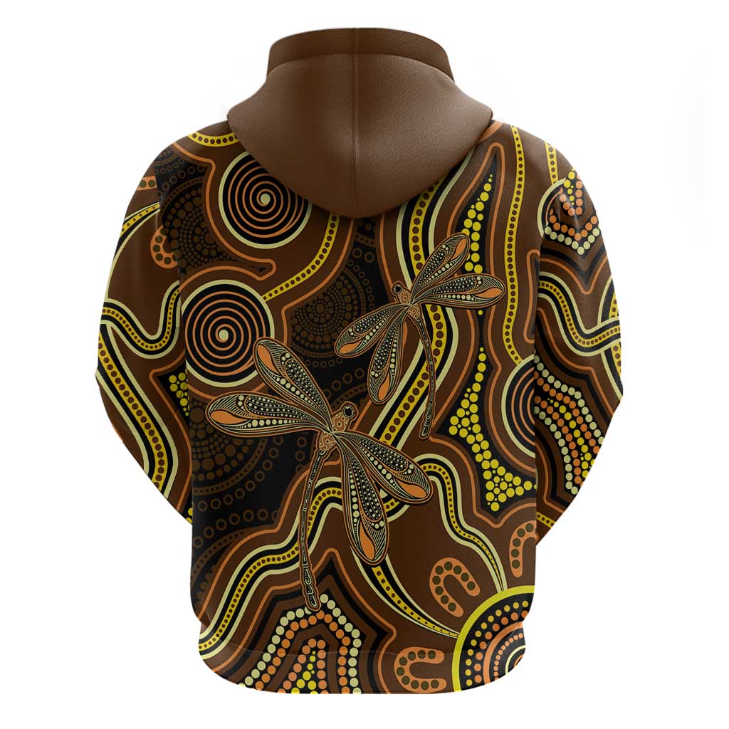 Orange Indigenous Dragonfly Australia Hoodie Aboriginal Art - Vibe Hoodie
