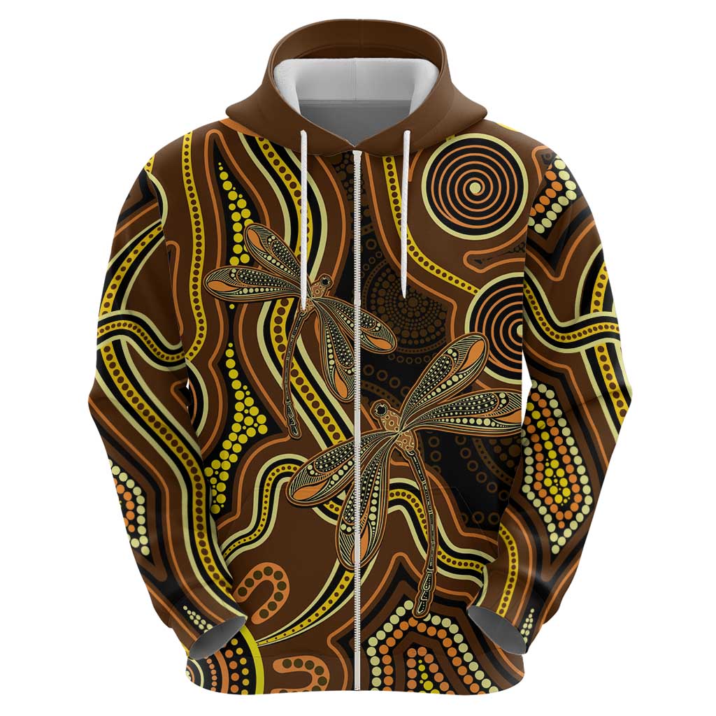 Orange Indigenous Dragonfly Australia Hoodie Aboriginal Art - Vibe Hoodie