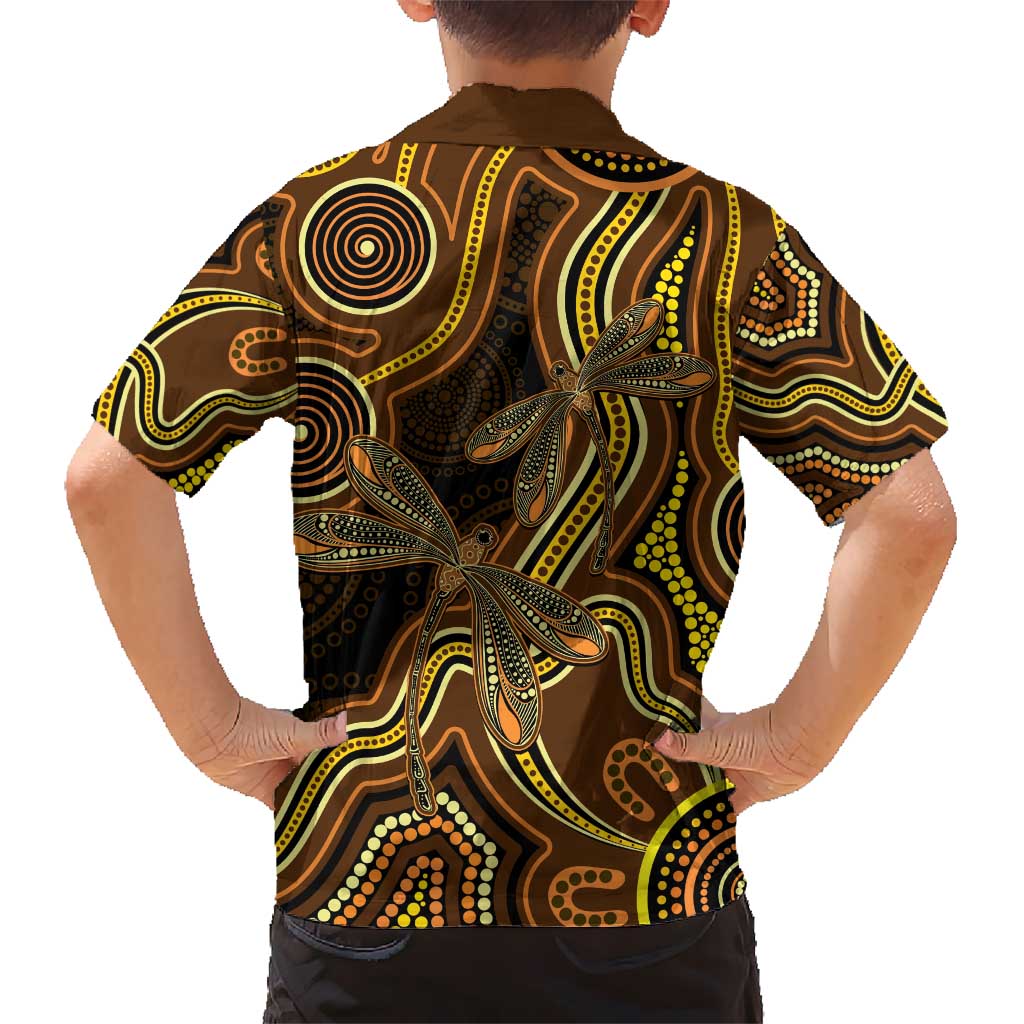 Orange Indigenous Dragonfly Australia Kid Hawaiian Shirt Aboriginal Art - Vibe Hoodie