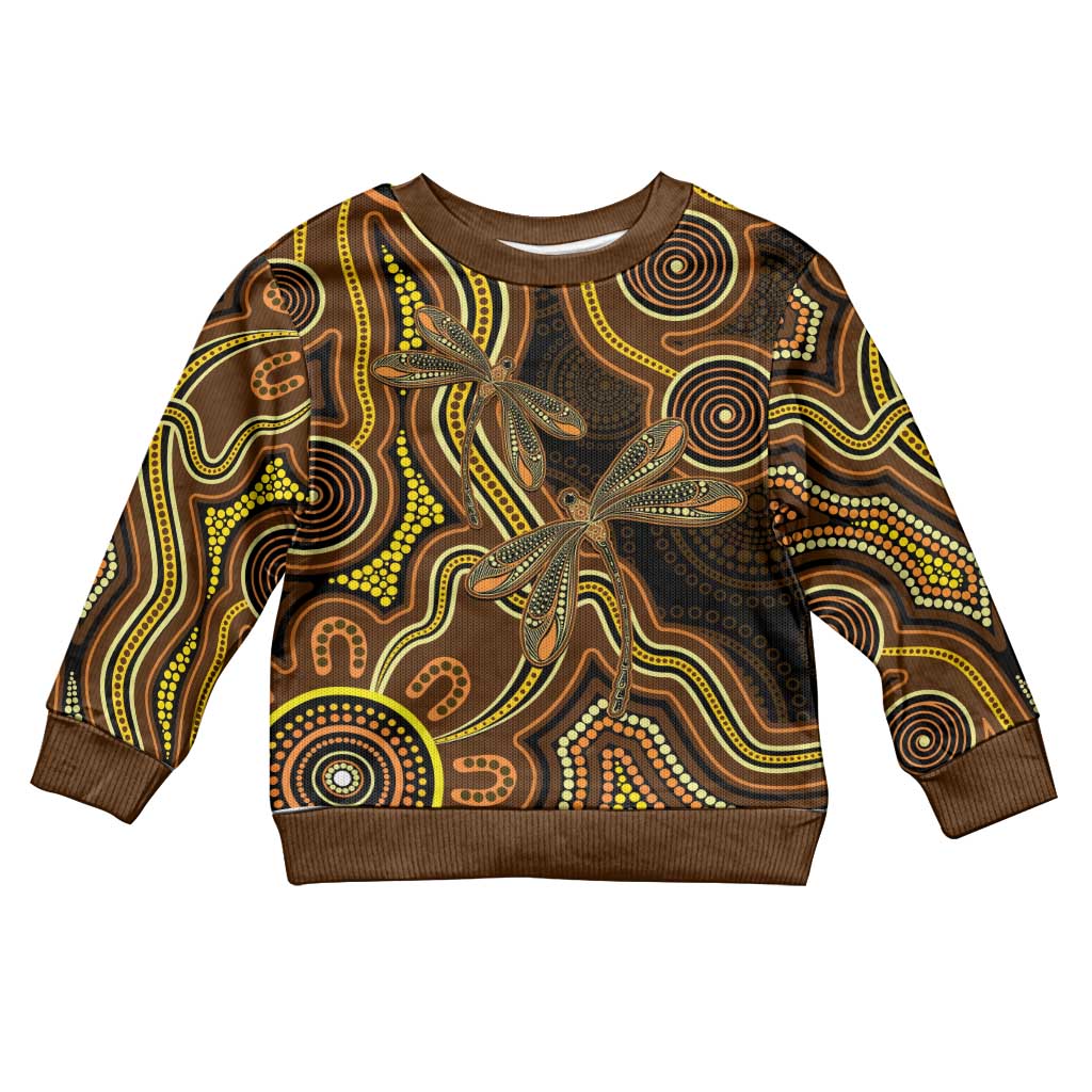 Orange Indigenous Dragonfly Australia Kid Ugly Christmas Sweater Aboriginal Art - Vibe Hoodie