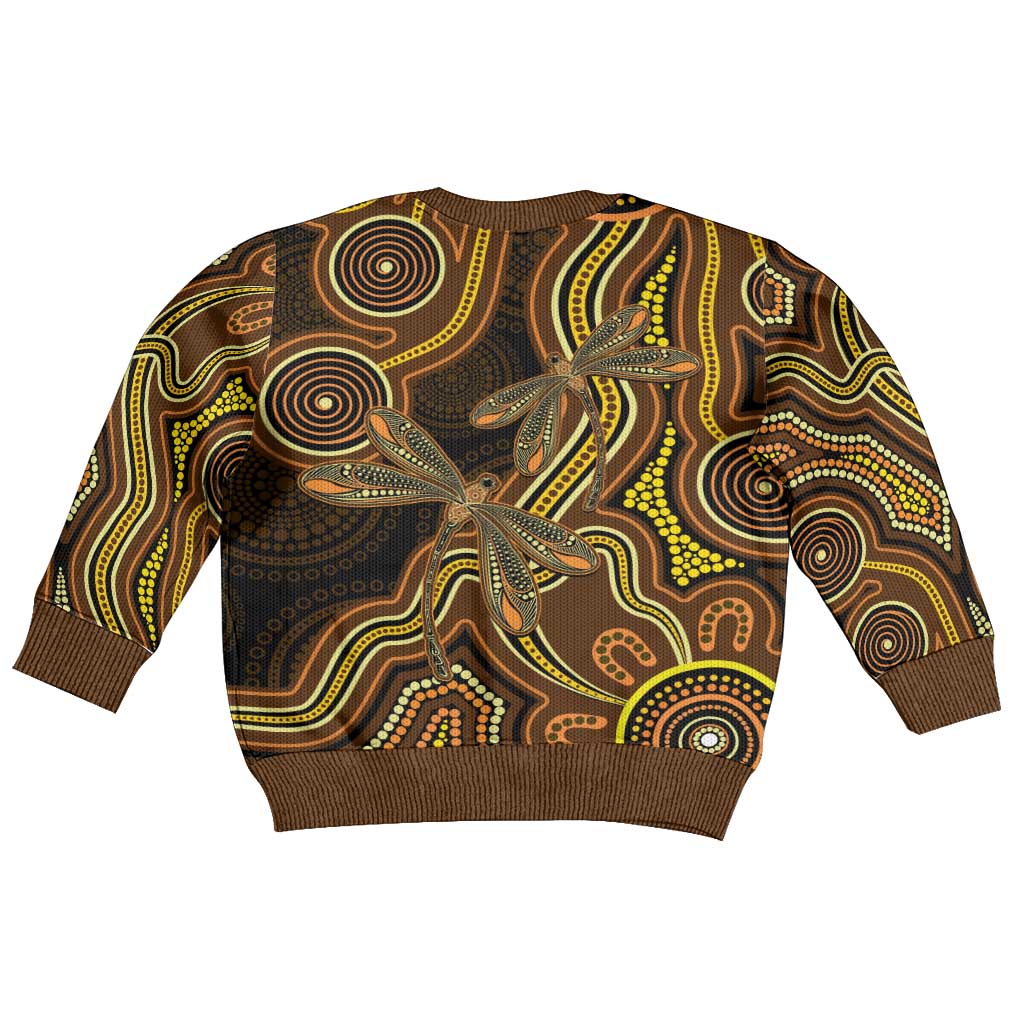 Orange Indigenous Dragonfly Australia Kid Ugly Christmas Sweater Aboriginal Art - Vibe Hoodie