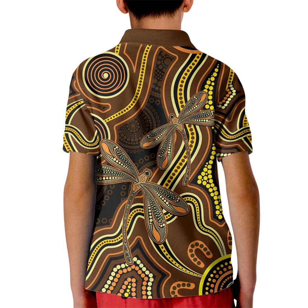 Orange Indigenous Dragonfly Australia Kid Polo Shirt Aboriginal Art - Vibe Hoodie