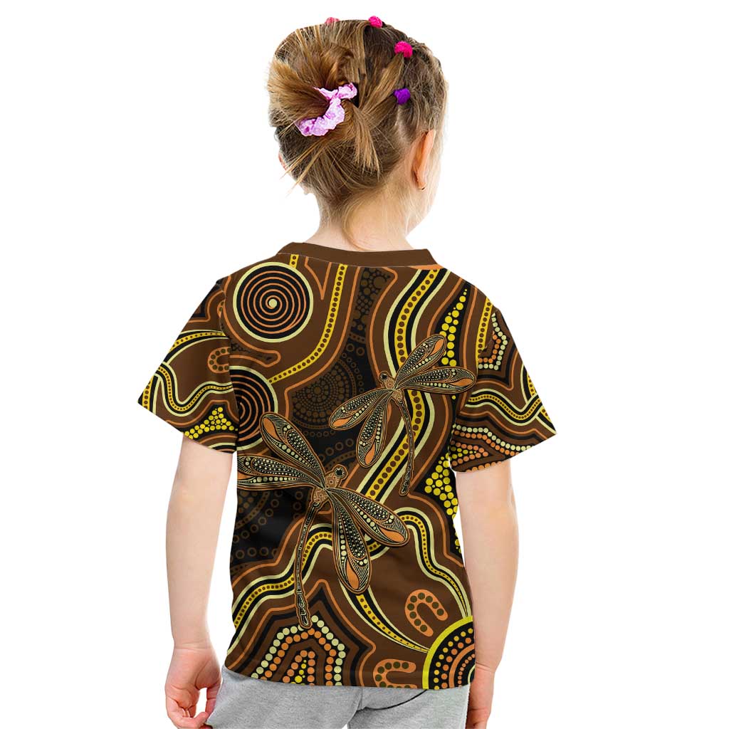 Orange Indigenous Dragonfly Australia Kid T Shirt Aboriginal Art - Vibe Hoodie