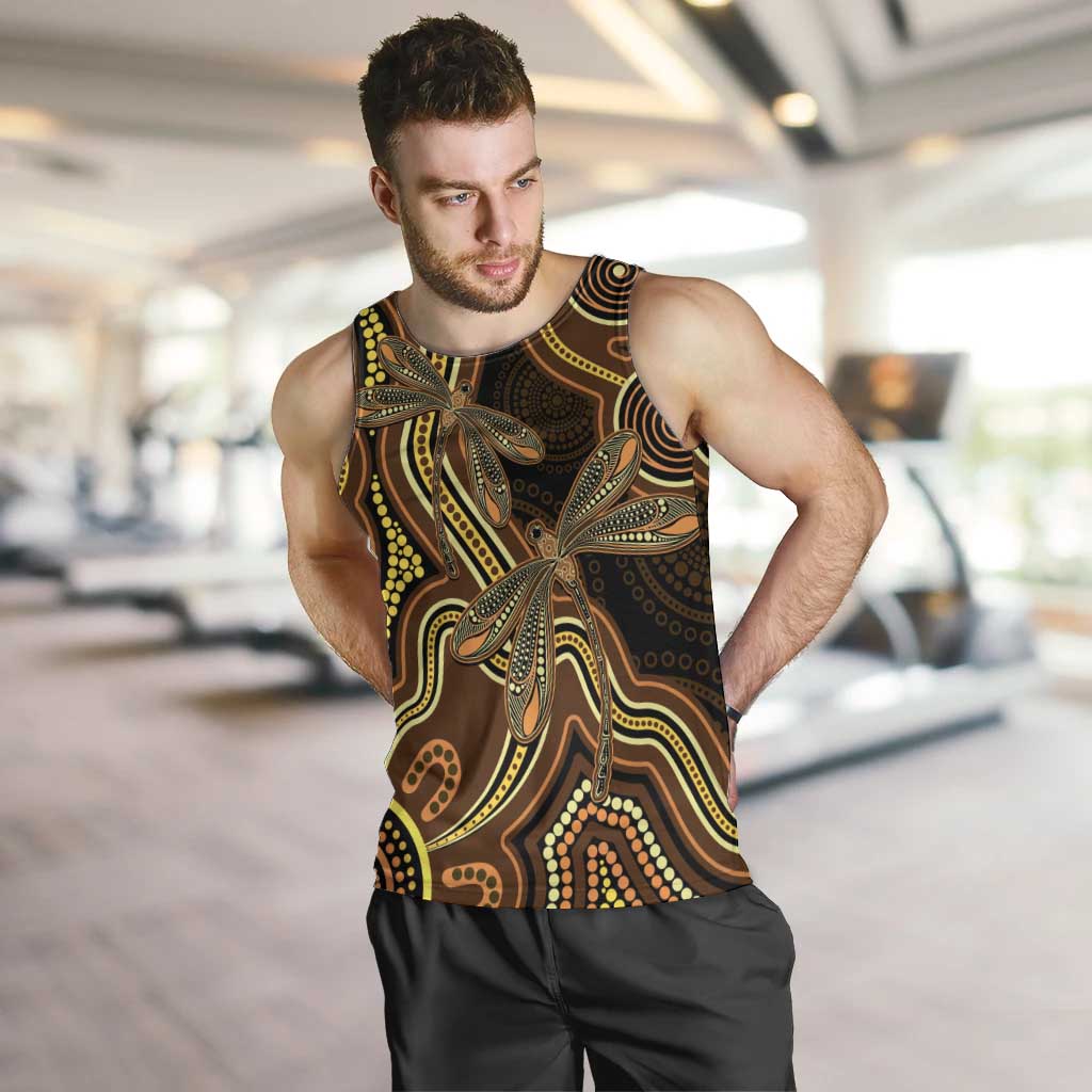 Orange Indigenous Dragonfly Australia Men Tank Top Aboriginal Art - Vibe Hoodie