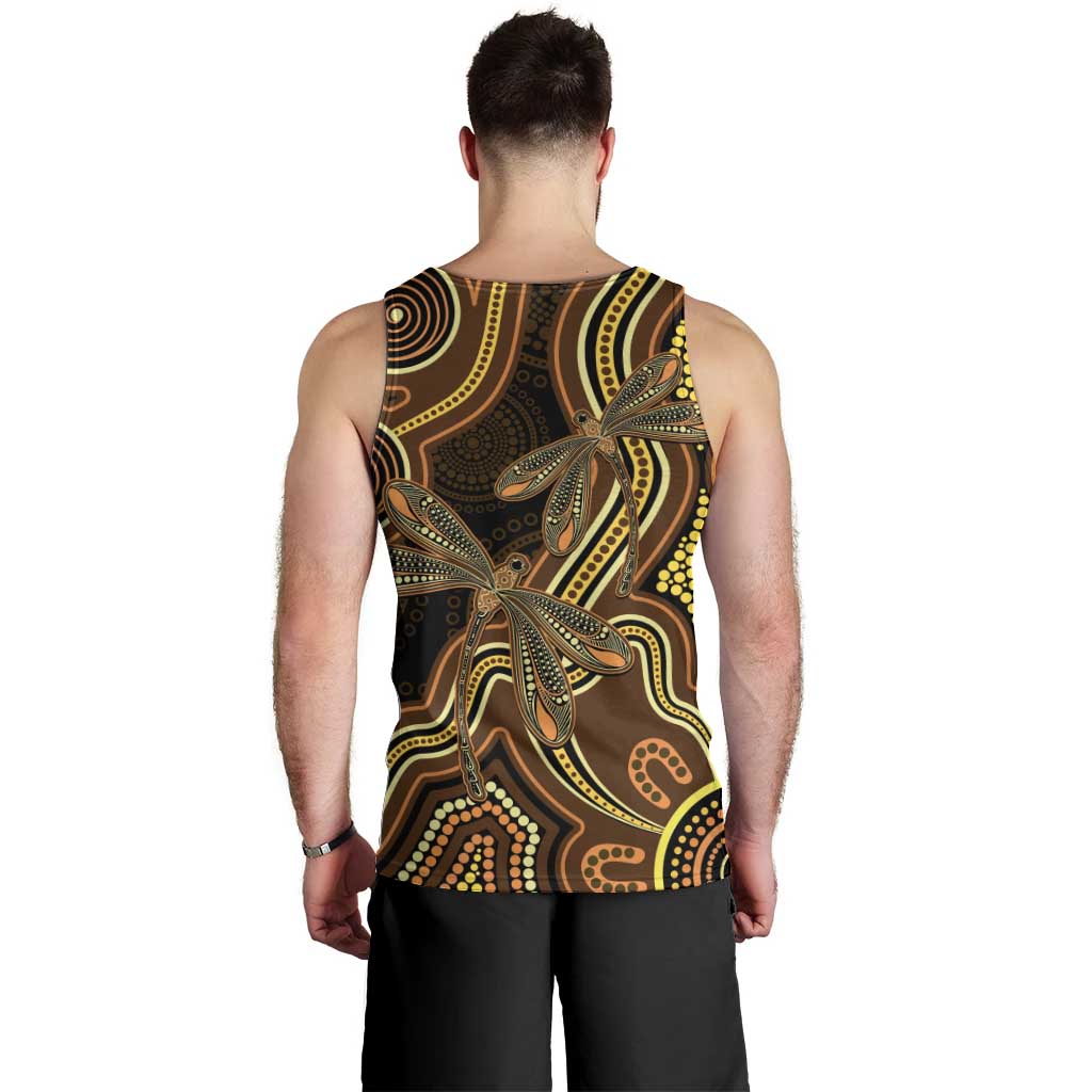 Orange Indigenous Dragonfly Australia Men Tank Top Aboriginal Art - Vibe Hoodie