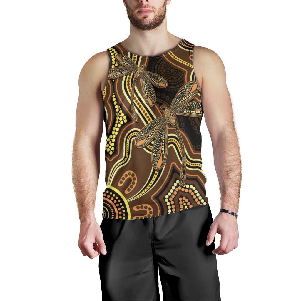 Orange Indigenous Dragonfly Australia Men Tank Top Aboriginal Art - Vibe Hoodie