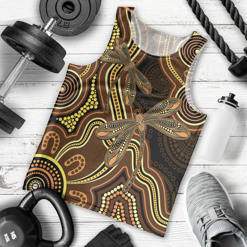 Orange Indigenous Dragonfly Australia Men Tank Top Aboriginal Art - Vibe Hoodie