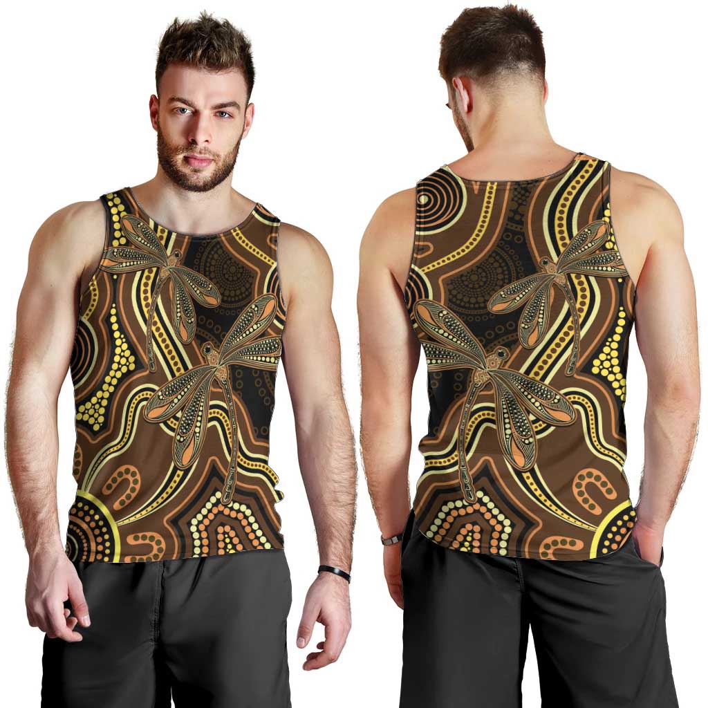 Orange Indigenous Dragonfly Australia Men Tank Top Aboriginal Art - Vibe Hoodie
