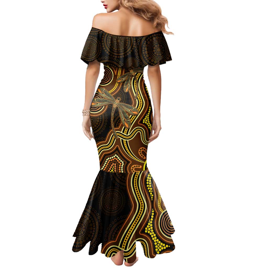 Orange Indigenous Dragonfly Australia Mermaid Dress Aboriginal Art - Vibe Hoodie