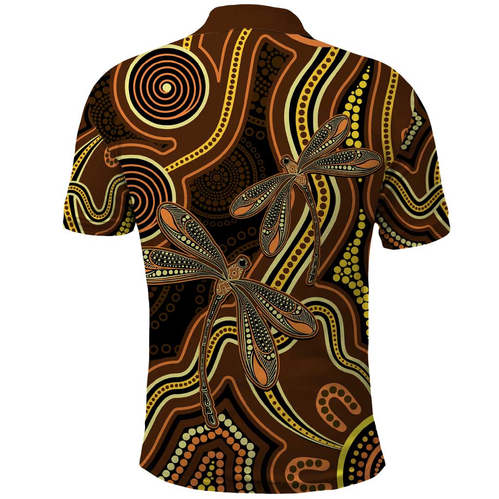 Orange Indigenous Dragonfly Australia Polo Shirt Aboriginal Art - Vibe Hoodie