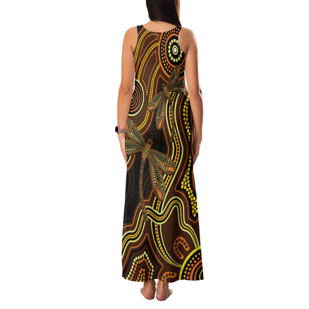 Orange Indigenous Dragonfly Australia Tank Maxi Dress Aboriginal Art - Vibe Hoodie